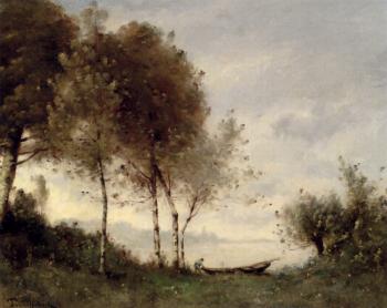 保羅 德西雷 特魯伊貝爾 Boatman On A River Landscape 保羅 德西雷 特魯伊貝爾 Boatman On A River Landscape